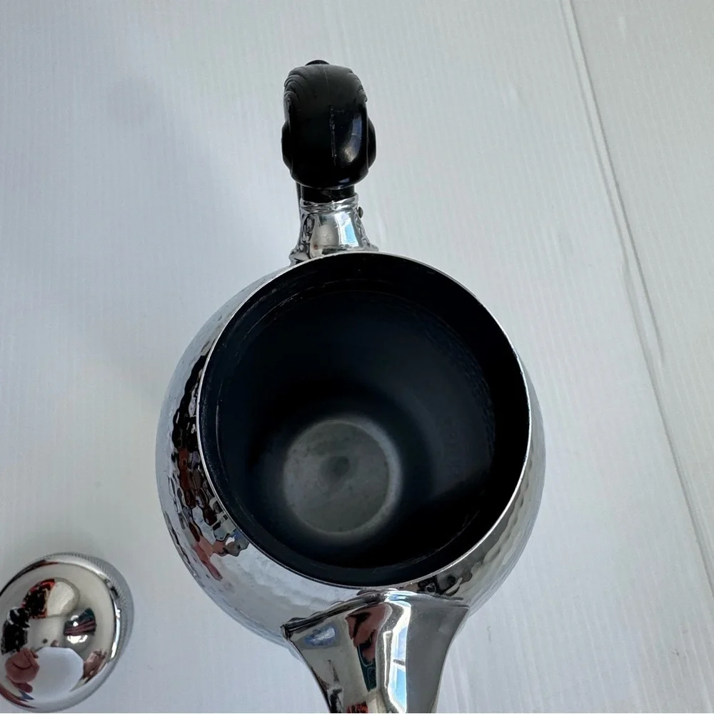 Vintage Krome kraft farber brother antique Silver Cocktail Shaker Black Handle